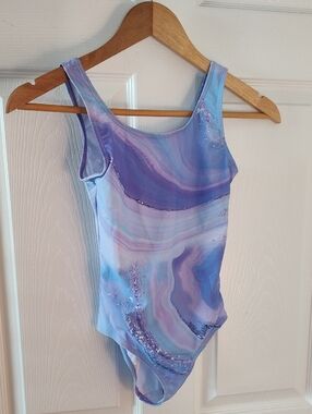 Girls' Lavender Marble One-Piece Swimsuit